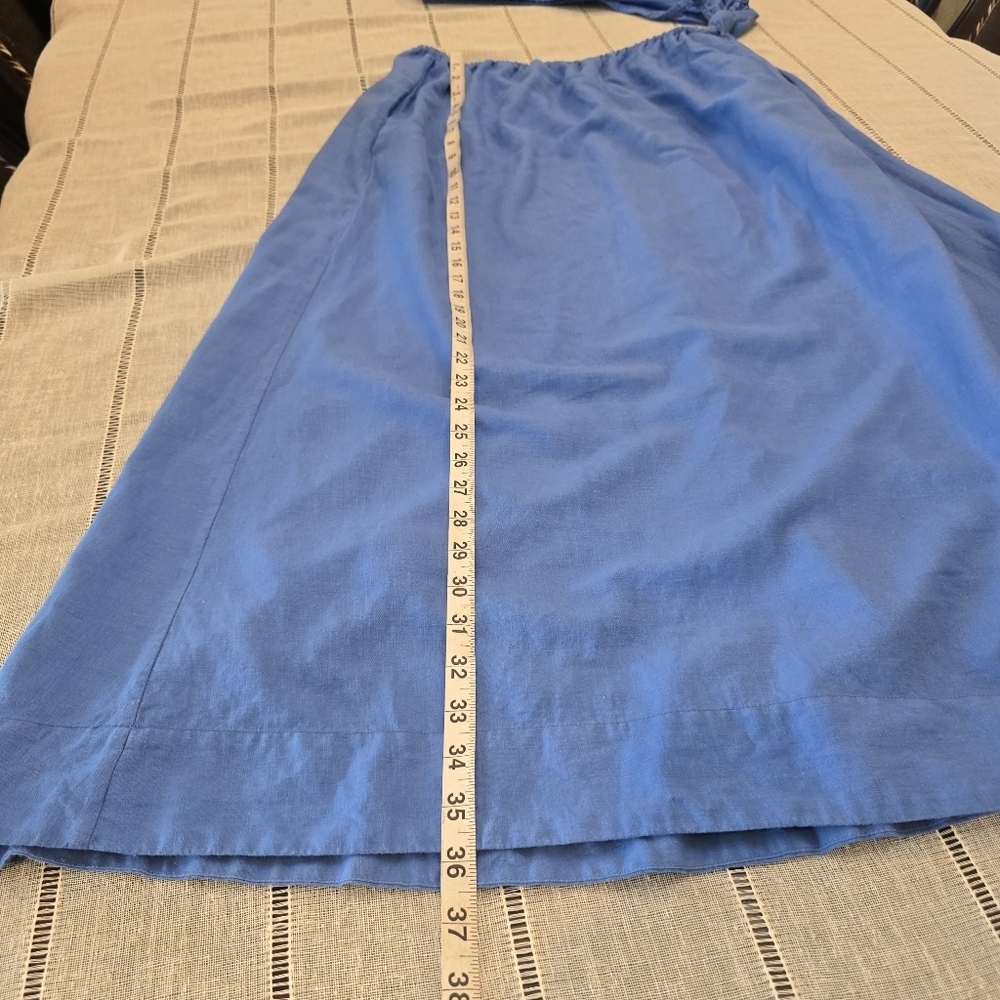 Farm Rio Copacabana Women's Blue Tie Knot One Shoulder Cutout Midi Dress Size M - Picture 16 of 16